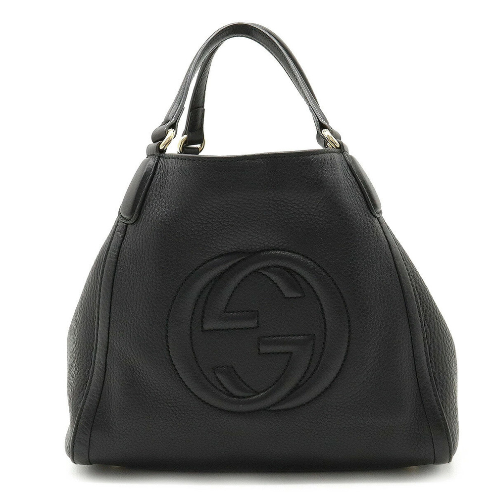 Gucci Soho Interlocking G Handbag Fringe Tassel Leather Black Shoulder Strap